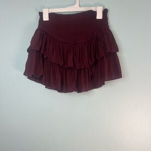 Mustard Seed Deep Red Layered Mini Skirt